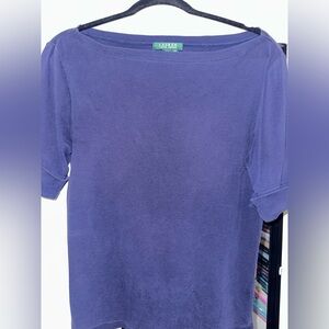 Lauren Ralph Lauren Purple Short Sleeve Boatneck Top